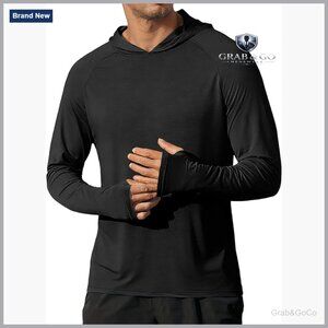 Men's Long Sleeve Rash Guard Hoodie UPF 50+ Quick Dry Sun Protection